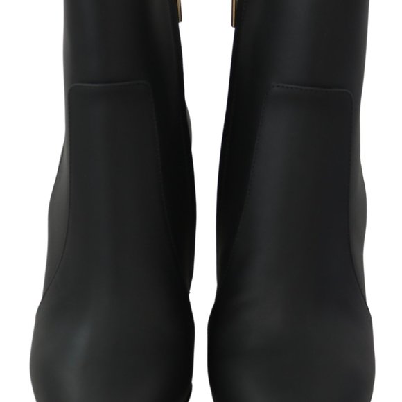 DOLCE & GABBANA Black Leather Short Boots Zipper Shoes - Picture 5 of 6